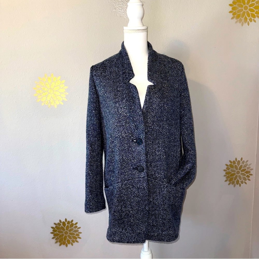 Old Navy Tweed Coat‎ Women's XS Navy Blue Casual Chic Preppy Unlined